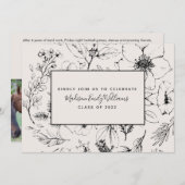Graduate Party Blush Botanisches Skript 3 Foto Einladung (Vorne/Hinten)