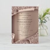 Graduate Party CAP Glitzer Rose 3D Moderne GLITZER Einladung (Stehend Vorderseite)