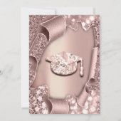 Graduate Party CAP Glitzer Rose 3D Moderne Sparkas Einladung (Rückseite)