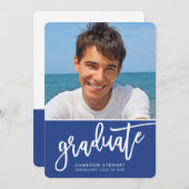 GRADUATE PARTY Chic Foto einfache Skript königsbla Dankeskarte (Vorne/Hinten)
