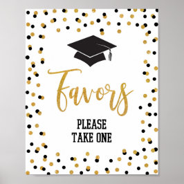 Graduate Party favorisiert Sign Black Gold Glitzer Poster