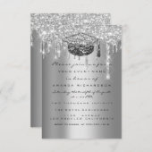 Graduate Party Glitzer Silver Gray Tropfens Cup Einladung (Vorne/Hinten)