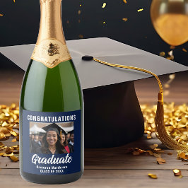 Graduate Party of Navy Blue Graduate Foto Schaumweinetikett