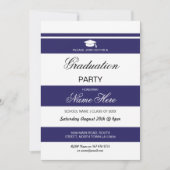 Graduate Party Stripe Navy White Einladung Graduat (Vorderseite)