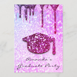 Graduate Party Tropfen Cap 3D Holograph Glitzer Pi Einladung