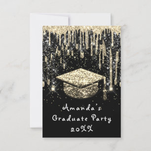 Graduate Party Tropfen Glitzer Burgund Gold Black Einladung