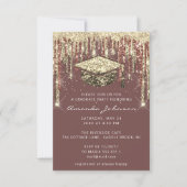 Graduate Party Tropfen Glitzer Rose Gold Confetti Einladung (Vorderseite)