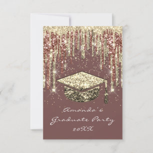 Graduate Party Tropfen Glitzer Rose Gold Confetti Einladung