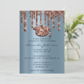 Graduate Party Tropfen Rose Blue Cap 3D-Effekt Gla Einladung (Stehend Vorderseite)