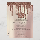 Graduate Party Tropfen Rose Blue Cap 3D-Effekt Pea Einladung (Vorne/Hinten)