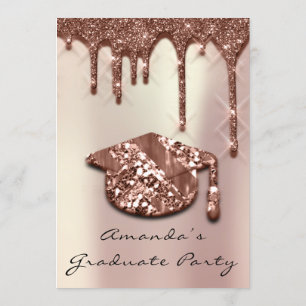 Graduate Party Tropfen Rose Blue Cap 3D-Effekt Pea Einladung