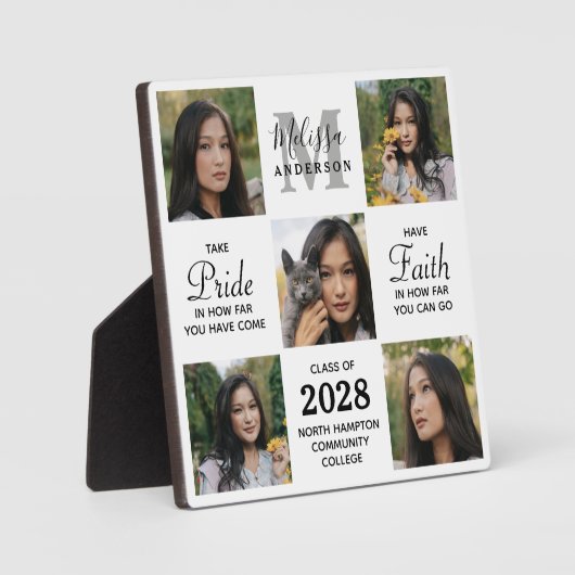 Graduate Personalisiert 5 Foto Collage Abschluss Fotoplatte (Vorderseite)