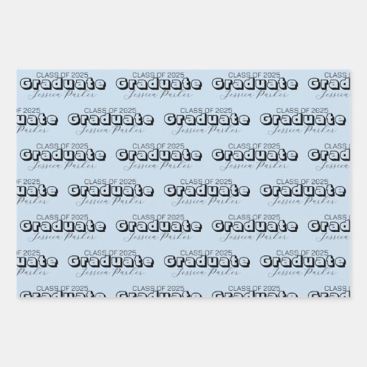 Graduate Personalisiert Script Modern Geschenkpapier Set (Vorderseite)