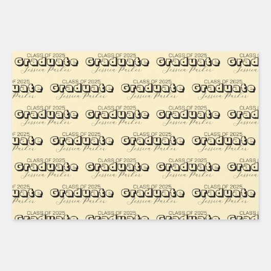 Graduate Personalisiert Script Modern Geschenkpapier Set (Vorderseite)