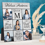 Graduate Personalisierte FotoCollage Keepake Plaqu Fotoplatte<br><div class="desc">Feiern Sie Ihren Absolvent und geben Sie ein besonderes personalisiertes Geschenk mit diesem maßgeschneiderten Foto Collage Abschluss Plaques Redewendungen. Diese einzigartige Collage-Plakette für Graduierte wird ein wertvoller Sake sein. Zitat: "Seien Sie stolz darauf, wie weit Sie gekommen sind, haben Sie das Vertrauen, wie weit Sie gehen können." Passen Sie diesen...</div>