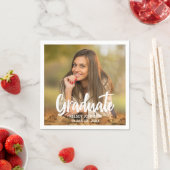 Graduate Photo Bold Script Custom Graduation Party Serviette (Beispiel)