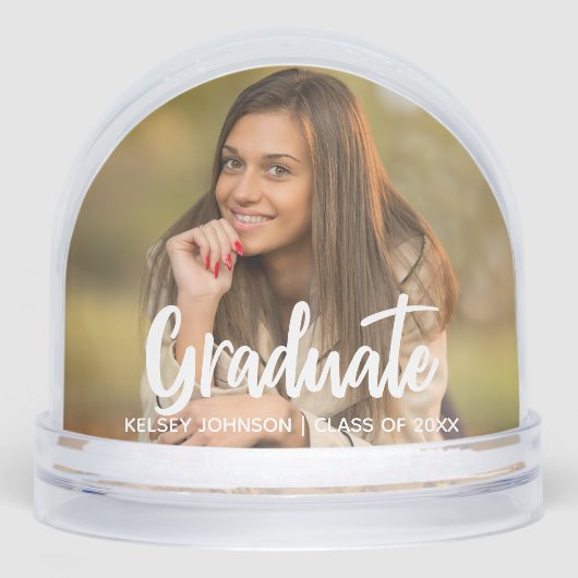 Graduate Photo Bold Script Custom Graduation Schneekugeln (Vorderseite)