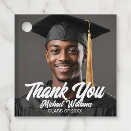 Graduate Photo Bold Script Graduation Party Geschenkanhänger