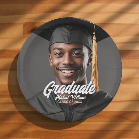 Graduate Photo Bold Script Graduation Party Pappteller