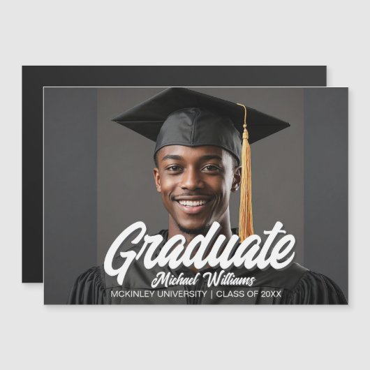 Graduate Photo Chic 2026 Graduation Magnet Card (Vorne/Hinten)