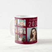 Graduate Photo Collage Burgundy Graduation Kaffeetasse (Vorderseite Links)
