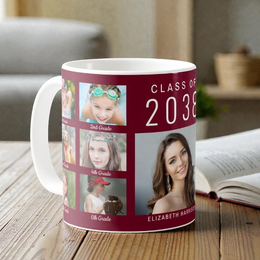 Graduate Photo Collage Burgundy Graduation Kaffeetasse