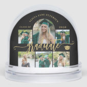 Graduate photo collage gold script class of year schneekugeln (Vorderseite)