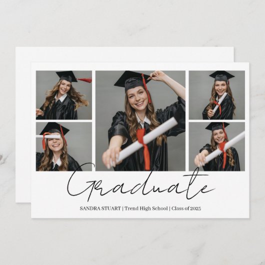 Graduate Photo Collage Modern Graduation Einladung (Vorne/Hinten)
