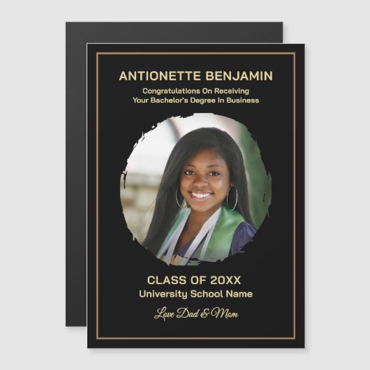 Graduate Photo Graduation Congrats Magnet Card (Vorne/Hinten)