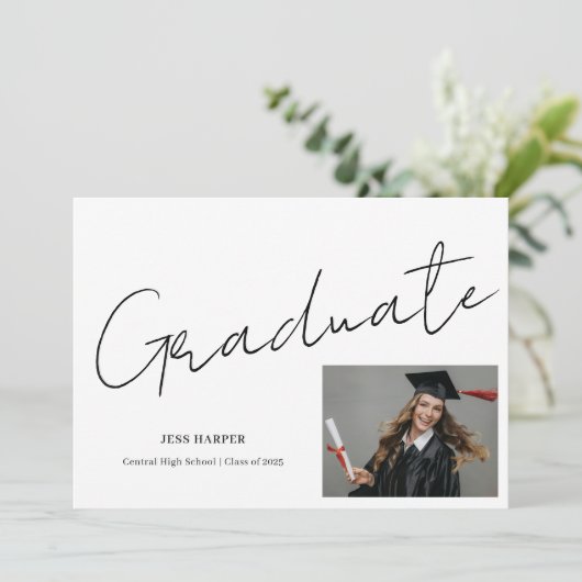 Graduate Photo Graduation Flat Announcement Card Ankündigung (Stehend Vorderseite)