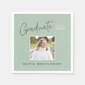 Graduate Photo Modern Script Graduation Party Serviette (Vorderseite)