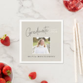 Graduate Photo Modern Script Graduation Party Serviette (Beispiel)
