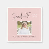 Graduate Photo Modern Script Graduation Party Serviette (Vorderseite)