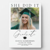 Graduate photo she did it simple chic graduation fotoplatte (Vorderseite)