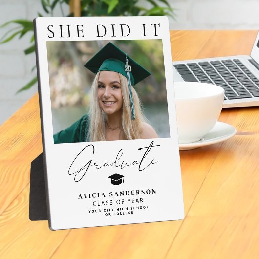 Graduate photo she did it simple chic graduation fotoplatte