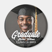 Graduate Photo w Bold Script Graduation Party Magnet (Vorne)