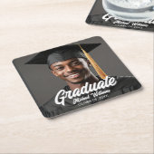 Graduate Photo w Bold Script Graduation Party Rechteckiger Pappuntersetzer (angewinkelt)