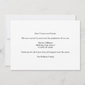 Graduate Photo with Bold Script Graduation Ankündigung (Rückseite)