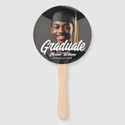 Graduate Photo with Bold Script Graduation Parents Fächer (Rückseite)