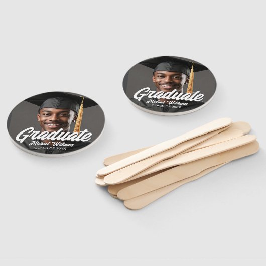 Graduate Photo with Bold Script Graduation Parents Fächer (Non-assembled)