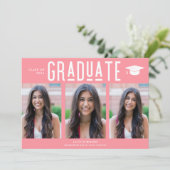 Graduate Pink 3 Foto High School Abschluss (Stehend Vorderseite)