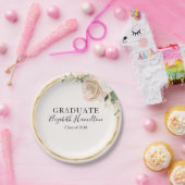 Graduate Pink Blush & Foil Gold Moderne Chic Blüte Pappteller (Party)