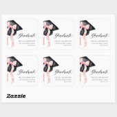 Graduate Pink Bow Coquette Graduation Cap Quadratischer Aufkleber (Blatt)