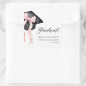 Graduate Pink Bow Coquette Graduation Cap Quadratischer Aufkleber (Tasche)