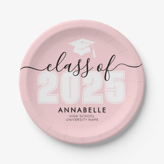 Graduate Pink Graduation Party Pappteller (Vorderseite)