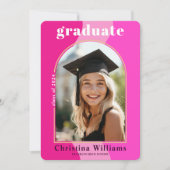 Graduate Pink Modern Foto Graduation Party Einladung (Vorderseite)