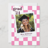 Graduate Pink Moderne Elegante Foto Abschluss Ankündigung (Vorderseite)