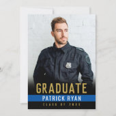 Graduate Police Thin Blue Line Gold Back Foto Ankündigung (Vorderseite)