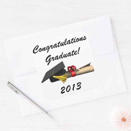 Graduate Quadratischer Aufkleber (Umschlag)