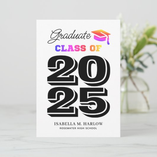 Graduate Rainbow Abschluss Ankündigung (Stehend Vorderseite)